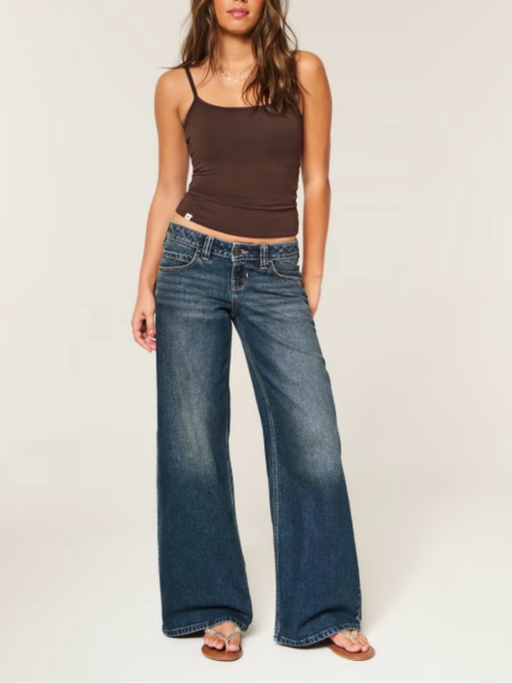 Hollister Low Rise Super Baggy Wide-Leg Blue Denim Jeans Size 25